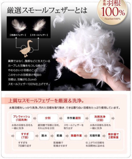 数量限定　未使用訳あり　スモールフェザー100％　羽根布団　シングル　8点セット　和タイプ　敷布団タイプ　シルバー