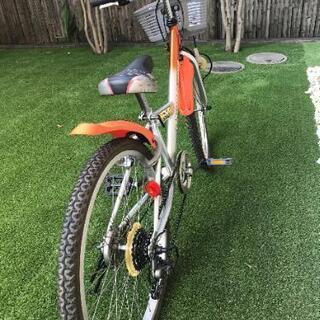 【受付終了】24㌅  子供用自転車  ブリジストン  6段ギア　オレンジ  美品 おまけ付の画像