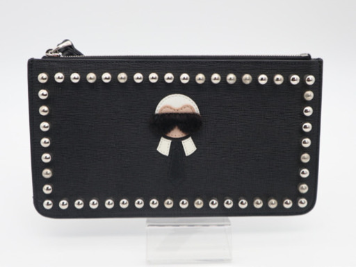 《FENDI/パンカーリト カール ラガーフェルド フラットポーチ》Aランク 美