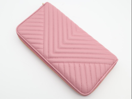 《PRADA/ロゴプレート ナッパ インプントゥーレ》Sランク ピンク 未使用品