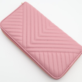 《PRADA/ロゴプレート ナッパ インプントゥーレ》Sランク ピンク 未使用品