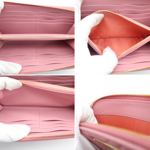 《PRADA/ロゴプレート ナッパ インプントゥーレ》Sランク ピンク 未使用品