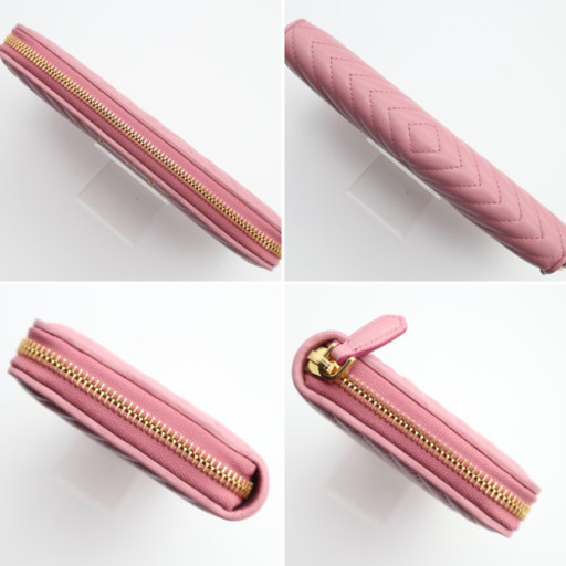 《PRADA/ロゴプレート ナッパ インプントゥーレ》Sランク ピンク 未使用品