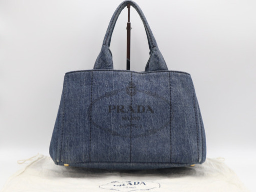《PRADA/カナパ M ハンドバッグ 》1BG439 Bランク デニム 袋