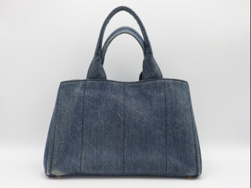《PRADA/カナパ M ハンドバッグ 》1BG439 Bランク デニム 袋