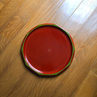 漆　朱色　丸盆の画像