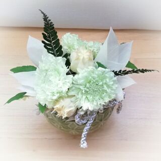 プリザーブドフラワー仏花(濃緑)の画像