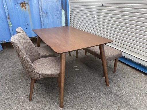 ダイニングテーブルセット 東京インテリア購入品 テーブル ベンチ チェア 4点セット 茶 中古品
