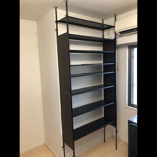 【取引中】【取りに来てくださる方限定】ディノス　空間に美しく調和する伸縮自在木目調シューズラック　木目 【突っ張り式 11段 ワイド】