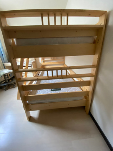 【美品】木製の2段ベッド  マットレスもついてお得✨✨