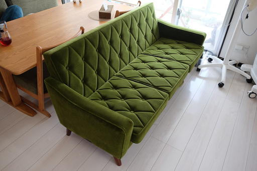 カリモク60　ロビーチェア3シーター　モケットグリーン