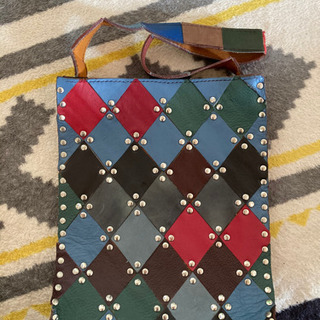 ハンドメイド　カラフルなトート革バッグ
