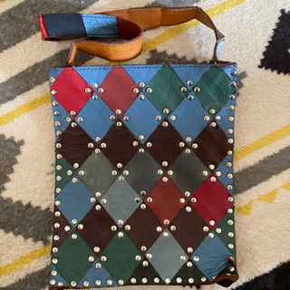 ハンドメイド　カラフルなトート革バッグの画像
