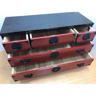 岩谷堂 民芸和箪笥 岩谷堂民芸 二ツ抽 小箪笥 鍵付き 幅52cm 南部鉄器金具 欅 漆