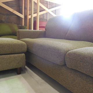 3人掛けソファ 幅193cm オットマン付き ノーチェ 布×グレー NOCE