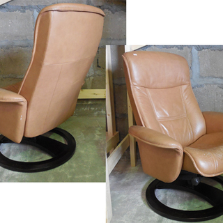 リクライニングチェア フランスベッド レザー キャメル系 本革