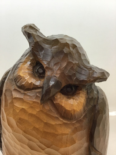 値下げしました！上山作 蝦夷シマフクロウ 英知 木彫り 高さ32cm ユニオン本通店
