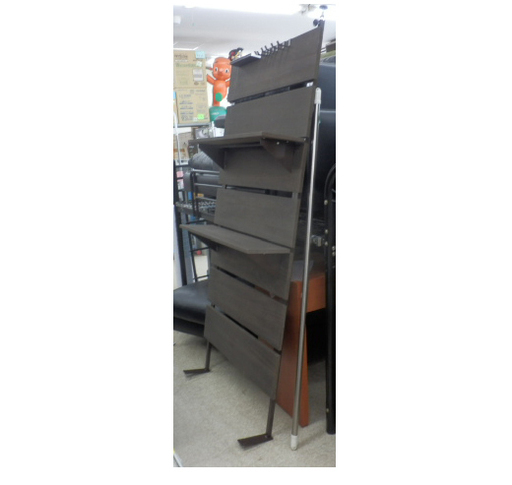 突っ張りウォールラック 幅87㎝ ビンテージ風 木製 ブラウン オシャレ 棚2個 高さ210～270 vintage 壁面 収納ペイペイ対応 札幌市西区西野