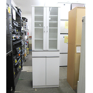 札幌【まっ白いスリム食器棚】幅60cm 組立て済 ホワイト キッチン収納 北20条店