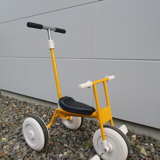 程度良／MUJI  舵取り棒付き三輪車　イエロー