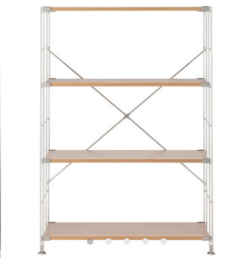 無印　ステンレスシェルフ　ワイド　オーク材