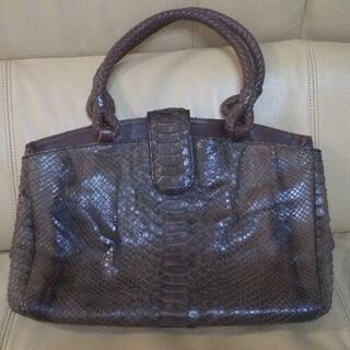 パイソン 本革 ハンドバッグ