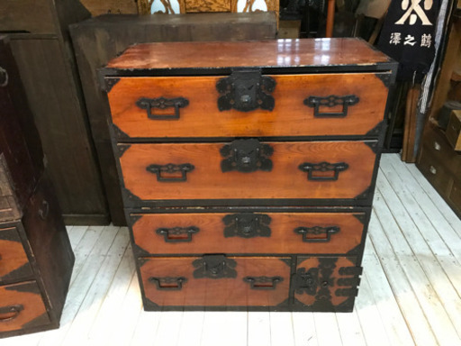 JF00743 古家具 箪笥 昭和 レトロ 年代物.