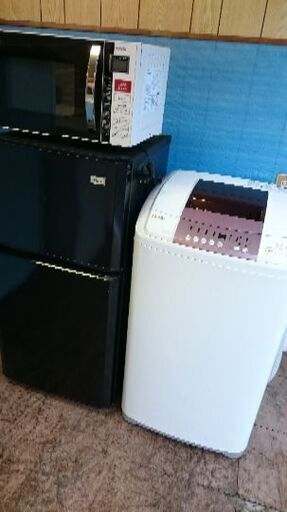8月お買い得セット第四弾②！！ハイアール　JR-N106　2ドア冷凍冷蔵庫　106L　2016年製・　ハイアール　JW-KD55B　全自動洗濯機　2016年製・ヤマゼン　YRC-01VE（W）オーブンレンジ　2016年製　3点セット！！