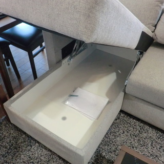 【中古美品】自社配送＆設置可能　ニトリ　布張りカウチソファベッド(ノアーク GY)　３人掛けの画像