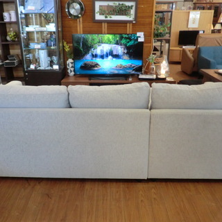 【中古美品】自社配送＆設置可能　ニトリ　布張りカウチソファベッド(ノアーク GY)　３人掛けの画像