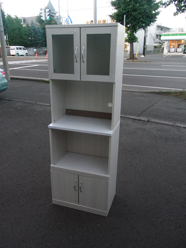 レンジボード 食器棚 スリム 木製 キッチン収納 幅60cm ホワイト系