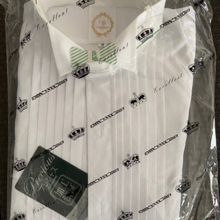 ウェディング新郎　シャツ、サスペンダー、カフスボタンセットの画像