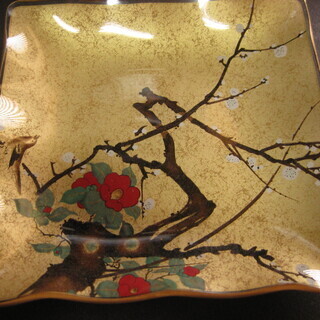 ガラス製　光琳絵皿　大皿1・小皿5　新品未使用の画像