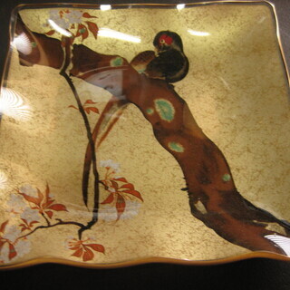 ガラス製　光琳絵皿　大皿1・小皿5　新品未使用の画像