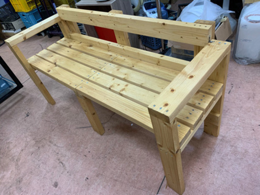 DIY手作りベンチ 肘掛け 背もたれ 付き  しげん屋