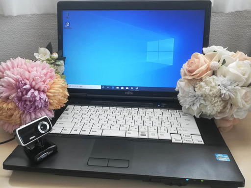 ノートパソコンC 富士通 LIFEBOOK A572/F CPU:core i3 メモリ:4GB HDD:320GB OS:Windows10Pro(64bit) 15.6型 無線LAN有(Wi-Fi子機アダプター付き) 光学ドライブ内蔵 USBカメラ付き