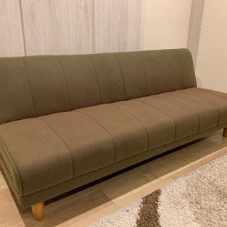 【取引開始の為、受付終了しました】ソファーベッド　ソファ　ベッド　茶色　中古の画像