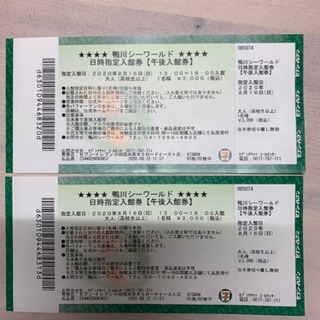 鴨川シーワールドチケット8/16(日) 大人2枚