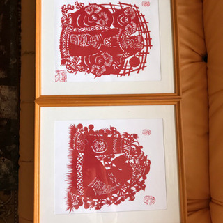 モンゴル民族の切り紙作品　印有　
2点 の画像
