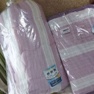 未使用  涼感  泉しじら織肌掛け布団&消臭敷パット 同色枕カバ...