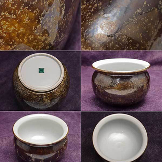 【JA】九谷庄三洞 四代善平 武腰昭一郎 九谷焼 釉彩 皆具揃 水指 建水 杓立 蓋置の画像