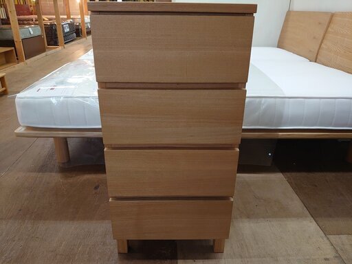 【店舗同時販売中】無印　4段チェスト　タモ材【店頭ご来店購入限定】
