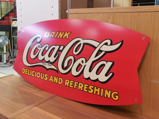 コカコーラ リボン型看板 幅69cm レトロPOP DRINK ヴィンテージ 札幌市東区 新道東店