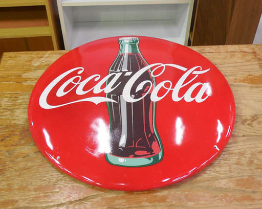 コカコーラ 3Dボタンサイン 幅40cm 丸看板 札幌市東区 新道東店