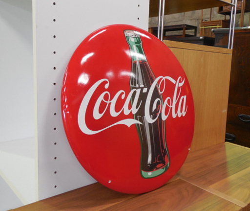 コカコーラ 3Dボタンサイン 幅40cm 丸看板 札幌市東区 新道東店