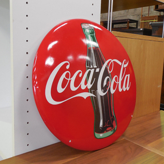 コカコーラ 3Dボタンサイン 幅40cm 丸看板 札幌市東区 新道東店