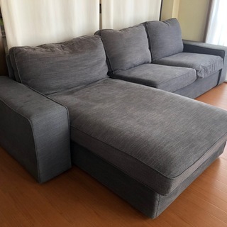 IKEA/イケア KIVIK/シーヴィック（チャコール）3人掛けソファ＋寝椅子セットの画像