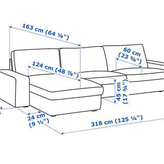 IKEA/イケア KIVIK/シーヴィック（チャコール）3人掛けソファ＋寝椅子セットの画像