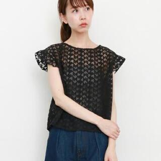 KBF 2way 刺繍 オーガンジー トップス 黒のみの画像