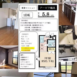 鶴見駅8分　家賃3000円値引きしましたの画像